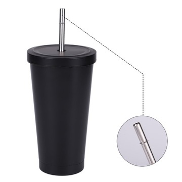 БУТЫЛКА ДЛЯ ПИТЬЯ ТЕРМАЛЬНАЯ КРУЖКА 500МЛ С СОЛОМКОЙ И ЩЕТКОЙ