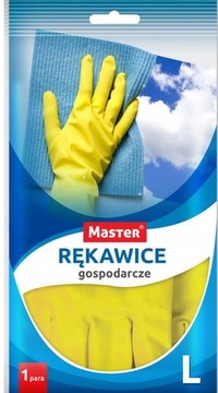 MASTER RĘKAWICE GOSPODARCZE DUŻE ~L~ ŻÓŁTE Z BAWEŁNIANĄ WYŚCIÓŁKĄ 1 PARA