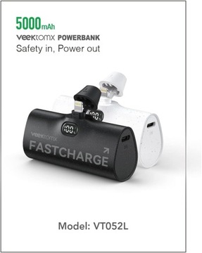 Powerbank VEEKTOMX 5000 мАч черный