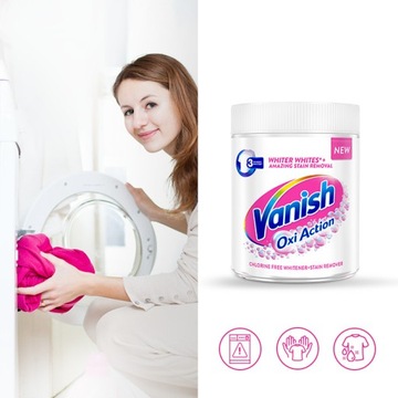 Пятновыводитель Vanish, отбеливатель для белых тканей Oxi Action White 625г