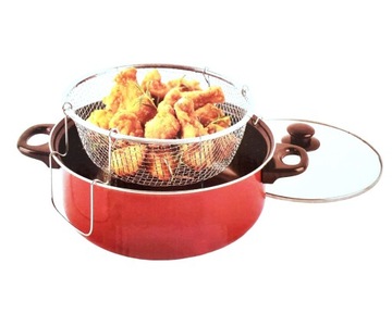 КАСТРЮЛЯ ДЛЯ ЖАРКИ КАРТОФЕЛЯ ФРИ РЫБА КУРИЦА ПОНЧИКИ СИТНО ФРИТЮРНИЦА + КОРЗИНА