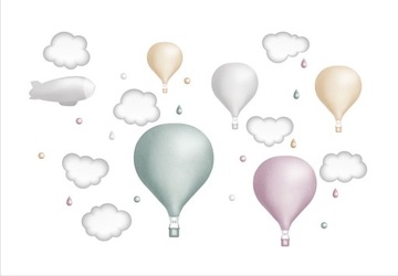 Naklejka ścienna BALONY cieniowane krople chmurki