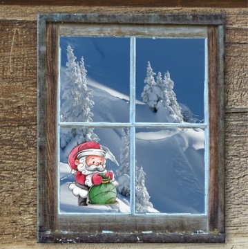 РОЖДЕСТВЕНСКАЯ наклейка на окно САНТА_4