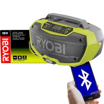 RYOBI РАДИО СТЕРЕО BLUETOOTH СИСТЕМА 18 В ONE+ FM БЕЗ АККУМУЛЯТОРА R18RH-0
