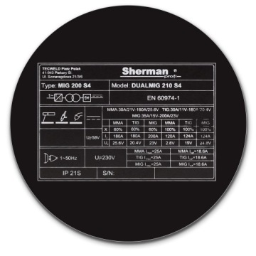 Инверторный сварочный аппарат SHERMAN DUALMIG 210 S4 200А