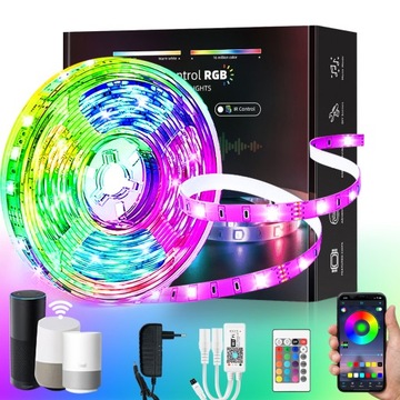 Taśma LED 10M RGB 5050 LEDY PILOT APLIKACJA ZESTAW KOLOROWA WODOODPORNA