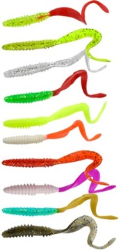 ZESTAW PRZYNĘT 75szt TWISTER 10cm 7cm 4cm PRZYPONY GŁÓWKI jigowe SPINNING