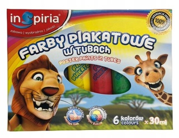 Тюбик с краской для плакатов INSPIRIA, 30 мл, 6 цветов, 3262