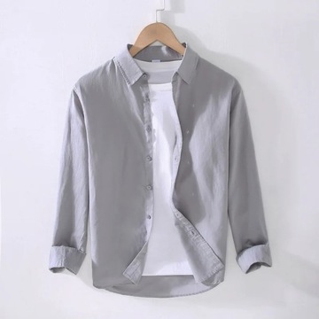 Summer Linen Cotton Vintage Tops Shirts Men Cotton