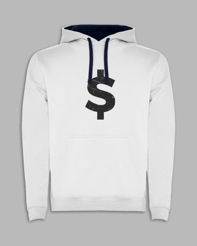 BLUZA Z KAPTUREM - DOLAR Biały M