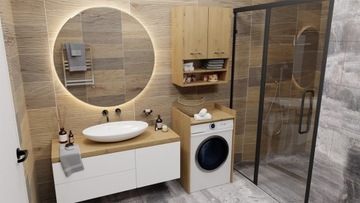 ПРАКТИЧЕСКИЙ ШКАФ ПОЛКА ДЛЯ ВАННОЙ СТИРАЛЬНОЙ МАШИНЫ, НАСТОЙКА POLA NP, ДУБ ARTISAN