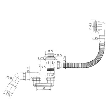 Золотой сифон для ванны «клик-клак» Tycner