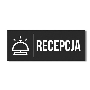 TABLICZKA CZARNA MATOWA Z NAPISEM PIKTOGRAMEM RECEPCJA 30X10CM WZORY HOTEL