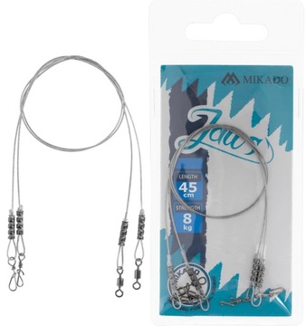 Przypon stalowy stalówki 45 cm 8 kg Mikado Jaws 2 szt przypony na szczupaka
