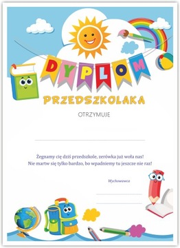 Dyplom przedszkolaka - zakończenie roku szkolnego