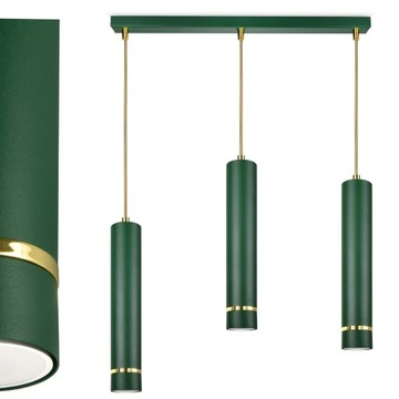 Lampa Sufitowa TUBA Zwis Zielona Złota COSMO LED