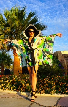 PAINT MIDI ШИФОН ПЛЯЖ ПАРЕО ТУНИКА КИМОНО