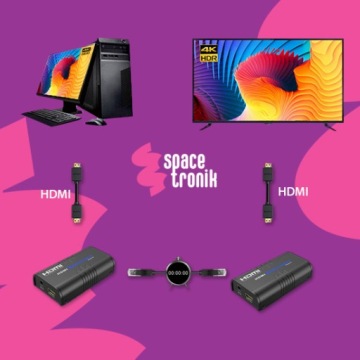 Конвертер сигналов HDMI в IP Full HD, удлинитель-передатчик Spacetronik, 120 м