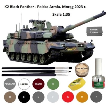Model czołg do sklejania K2 Black Panther POLSKIE MALOWANIE + farby, klej..