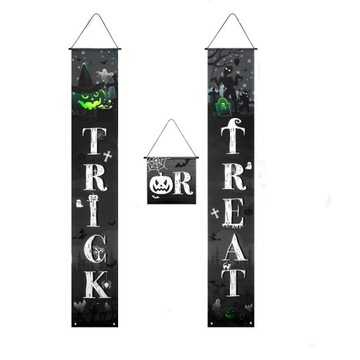 BANER ZAWIESZANY NA DRZWI OZDOBA HALLOWEN DEKORACJA 3SZT ZESTAW