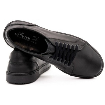 Buty męskie skórzane trampki na co dzień sznurowane POLSKIE 932MP czarne 47