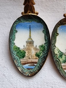 Ленинградские эмалированные латунные ложки, набор из 6 шт.