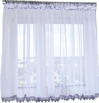 Firana Gotowa 120x300 Prosta Gipiura 8cm Szara