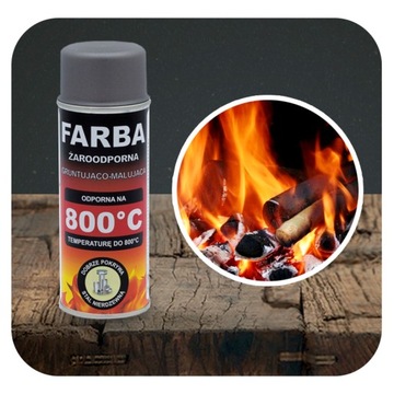 FARBA ŻAROODPORNA W SPRAYU DO GRILLA KOMINKA PIECA 400 ML HANSA SZARY