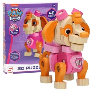 PSI PATROL PUZZLE KLOCKI 3D SKYE 48 el PIANKOWE dla dziewczynki