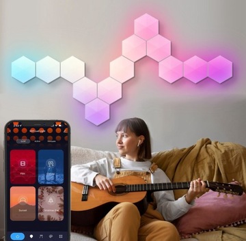 LAMPA LED ZESTAW 10 X PANEL HEKSAGON WIFI SMART TUYA RGB BIAŁY INTELIGENTNA