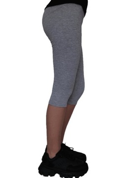 Legginsy 3/4 Getry Rybaczki Gładkie SZARE 128