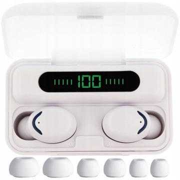 BEZPRZEWODOWE SŁUCHAWKI DOUSZNE BIAŁE ETUI POWERBANK
