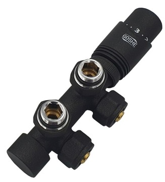 Zestaw termostatyczny PEX/AL/PEX 16*2 Combo kątowy czarny