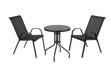 Мебель для балкона, террасы, садовая мебель, стол и стулья, черный