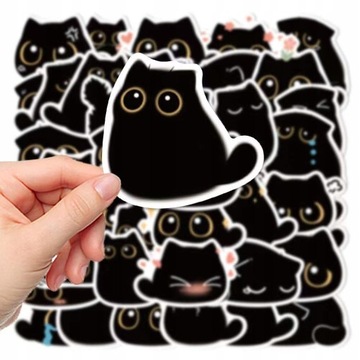 100 sztuk śmieszne czarny kot Kawaii czarne