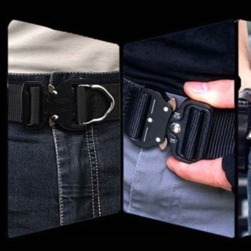 Военный туристический пояс выживания, прочный черный.