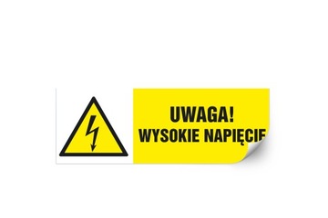 NAKLEJKA Uwaga! Wysokie napięcie 74 x 210 mm
