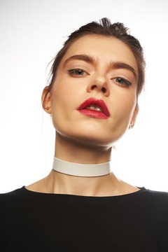 Skórzany naszyjnik Choker obroża na szyję biały