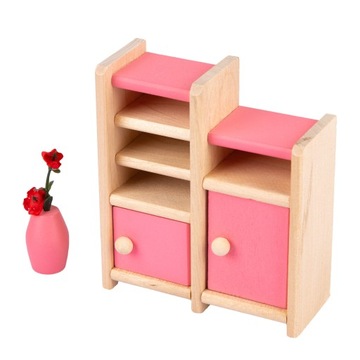 ДЕРЕВЯННЫЙ КОМПЛЕКТ МЕБЕЛИ ДЛЯ КУКОЛЬНОГО ДОМИКА КУКЛИЧНАЯ КРОВАТЬ ШКАФ ХОЛОДИЛЬНИК КНИЖНЫЙ ШКАФ