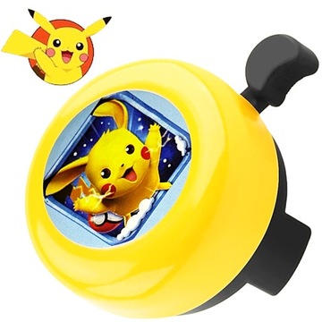 DZWONEK ROWEROWY DZIECIĘCY STALOWY PIKACHU POKEMON NA ROWER METALOWY GŁOŚNY