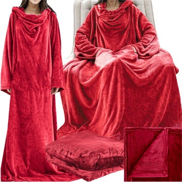 CIEPŁA BLUZA OVERSIZE 2W1 DŁUGA KOCOBLUZA KOCOSZLAFROK CIEPŁY KOC FUTRZAK