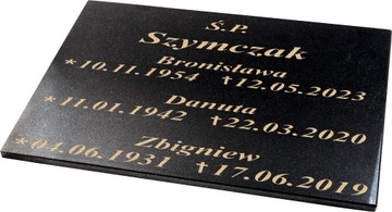 Poduszka Nagrobna Granitowa Grawer 50x40x6x2 cm czarna