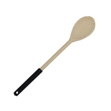 ŁYŻKA DREWNIANA 30CM Z SILIKONOWĄ CZARNĄ RĄCZKĄ