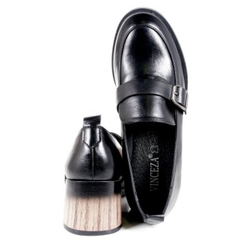 ЖЕНСКИЕ МОКАСИНЫ НА ВЫСОКОМ КАБЛУКЕ, ЭЛЕГАНТНЫЕ ЧЕРНЫЕ ТУФЛИ