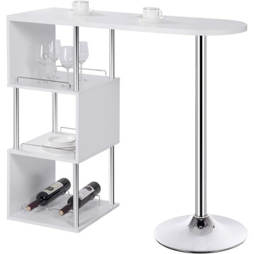 STOLIK BAROWY POMOCNICZY STÓŁ BAR WYSPA BIAŁY Z 3 PÓŁKAMI 113 x 40 x 105 cm