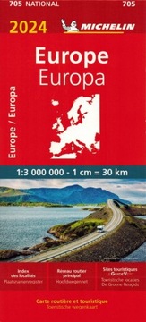 EUROPA 2024 MAPA SAMOCHODOWA DROGOWA 705 MICHELIN