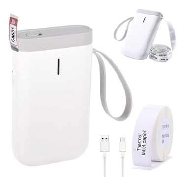 МИНИ-ПЕРЕЗАРЯЖАЕМЫЙ САМОКЛЕЯЩИЙСЯ ПРИНТЕР ДЛЯ ТЕРМАЛЬНЫХ ЭТИКЕТ D11, БЕЛЫЙ USB