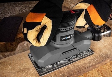 ГРАФИТОВАЯ КОЛЕБАТЕЛЬНАЯ ШЛИФОВАЛЬНАЯ МАШИНА 380ВТ 115x230ММ КОНТЕЙНЕР ДЛЯ БУМАГИ И ПЫЛЕСЫ 59G329