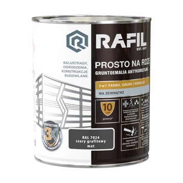 Emalia PROSTO NA RDZĘ RAFIL Grafitowy Mat 2,5L