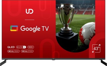 TELEWIZOR UD 43 CALE QLED ULTRA HD 4K GOOGLE SMART TV DOLBY ATMOS HDR10 USB